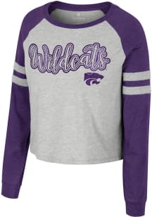 Colosseum K-State Wildcats Womens Grey Im Gliding Here LS Tee