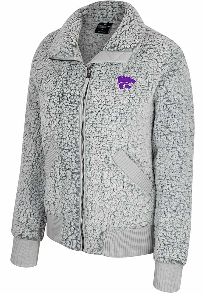 Colosseum K-State Wildcats Womens Grey You Want to Hug Me Sherpa Light Weight Jacket