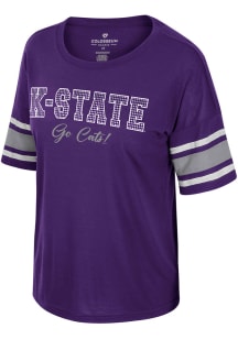 Colosseum K-State Wildcats Womens Purple Im Gliding Here Rhinestone Short Sleeve T-Shirt