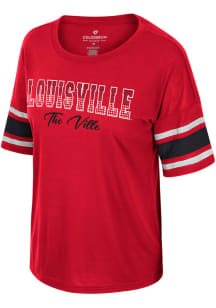 Colosseum Louisville Cardinals Womens Red Im Gliding Here Rhinestone Short Sleeve T-Shirt