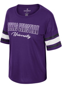 Colosseum TCU Horned Frogs Womens Purple Im Gliding Here Rhinestone Short Sleeve T-Shirt