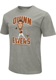 Quinn Ewers Texas Longhorns Grey Football Caricature Short Sleeve Player T Shirt