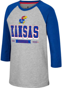 Colosseum Kansas Jayhawks Youth Grey Pops Long Sleeve Fashion T-Shirt