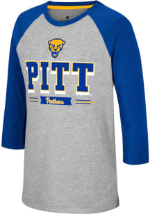 Colosseum Pitt Panthers Youth Grey Pops Long Sleeve Fashion T-Shirt