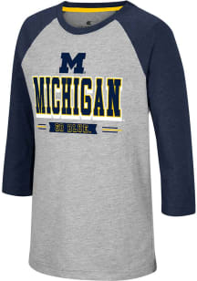 Colosseum Michigan Wolverines Youth Grey Pops Long Sleeve Fashion T-Shirt