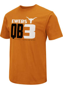 Quinn Ewers Texas Longhorns Burnt Orange Football Name and Number Short Sleeve Player T Shirt