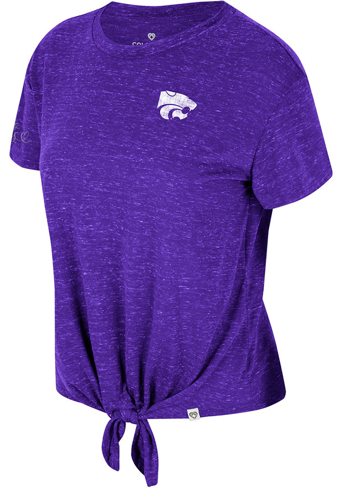 Colosseum K-State Wildcats Womens Purple Tie Short Sleeve T-Shirt
