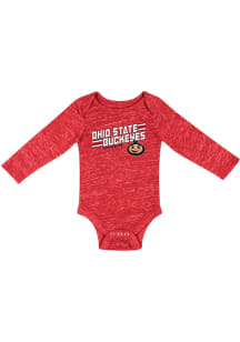 Baby Ohio State Buckeyes Red Colosseum Knobby Fun Long Sleeve One Piece