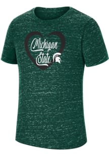Colosseum Michigan State Spartans Girls Green Knobby Heart Short Sleeve Tee