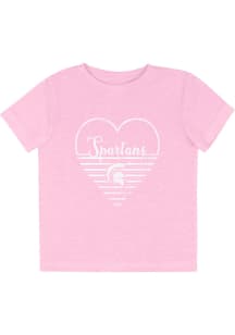 Colosseum Michigan State Spartans Toddler Girls Pink Knobby Heart Short Sleeve T-Shirt