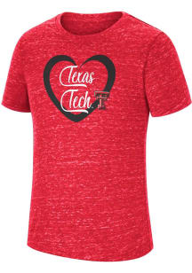 Colosseum Texas Tech Red Raiders Girls Red Knobby Heart Short Sleeve Tee