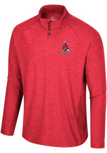 Colosseum Ball State Cardinals Mens Red Skynet Long Sleeve 1/4 Zip Pullover