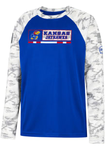 Colosseum Kansas Jayhawks Youth Blue OHT Wildcard Long Sleeve T-Shirt