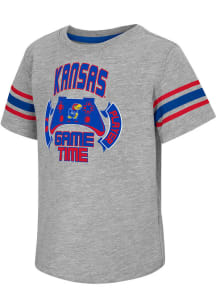 Colosseum Kansas Jayhawks Toddler Grey Gamer Short Sleeve T-Shirt