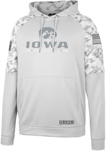 Colosseum Iowa Hawkeyes Mens Grey Clutch Camo Pullover Hood