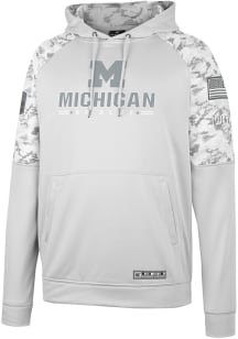 Colosseum Michigan Wolverines Mens Grey Clutch Camo Pullover Hood