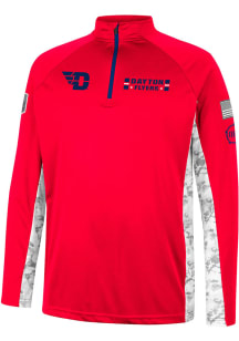 Colosseum Dayton Flyers Mens Red American Hero Camo Long Sleeve 1/4 Zip Pullover