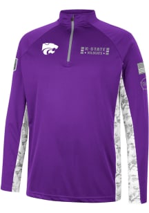 Colosseum K-State Wildcats Mens Purple American Hero Camo Long Sleeve 1/4 Zip Pullover