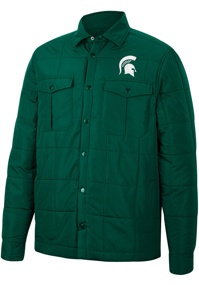 Colosseum Michigan State Spartans Mens Green Detonate Quilted Medium Weight Jacket