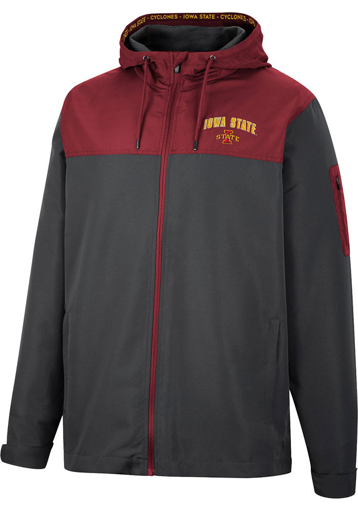 Colosseum Iowa State Cyclones Mens Charcoal Staff Hooded Windbreaker Light Weight Jacket