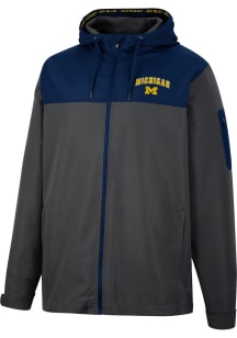Colosseum Michigan Wolverines Mens Charcoal Staff Hooded Windbreaker Light Weight Jacket