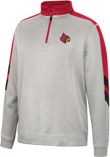 Colosseum Louisville Cardinals Mens Grey Bushwood Fleece Long Sleeve 1/4 Zip Pullover
