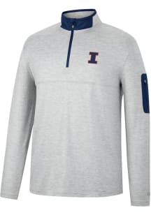 Colosseum Illinois Fighting Illini Mens Grey Country Club Long Sleeve 1/4 Zip Pullover