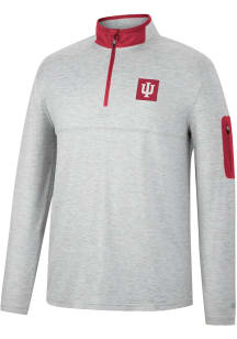 Colosseum Indiana Hoosiers Mens Grey Country Club Long Sleeve 1/4 Zip Pullover
