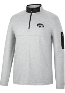 Colosseum Iowa Hawkeyes Mens Grey Country Club Long Sleeve 1/4 Zip Pullover