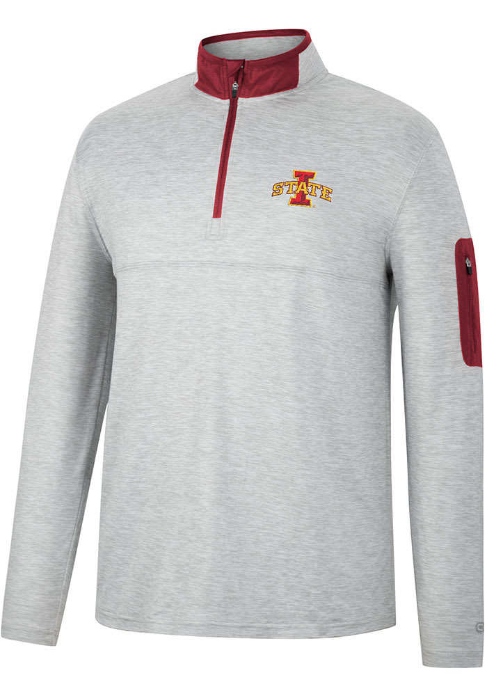 Colosseum Iowa State Cyclones Mens Grey Country Club Long Sleeve 1/4 Zip Pullover