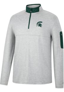 Colosseum Michigan State Spartans Mens Grey Country Club Long Sleeve 1/4 Zip Pullover