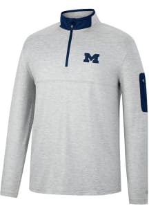 Colosseum Michigan Wolverines Mens Grey Country Club Long Sleeve 1/4 Zip Pullover