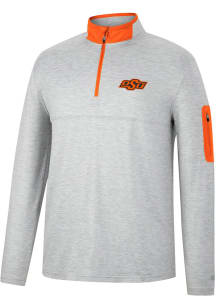 Colosseum Oklahoma State Cowboys Mens Grey Country Club Long Sleeve 1/4 Zip Pullover