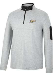 Colosseum Purdue Boilermakers Mens Grey Country Club Long Sleeve 1/4 Zip Pullover