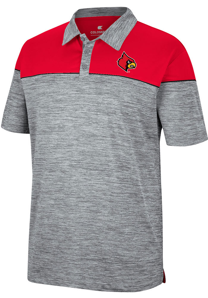 Men's Colosseum Heathered Gray/Red Louisville Cardinals Birdie Polo Size: Medium