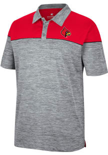 Colosseum Louisville Cardinals Mens Grey Birdie Short Sleeve Polo
