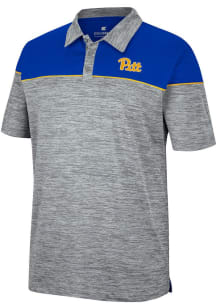 Colosseum Pitt Panthers Mens Grey Birdie Short Sleeve Polo