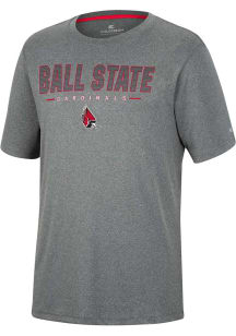 Colosseum Ball State Cardinals Charcoal High Pressure Short Sleeve T Shirt