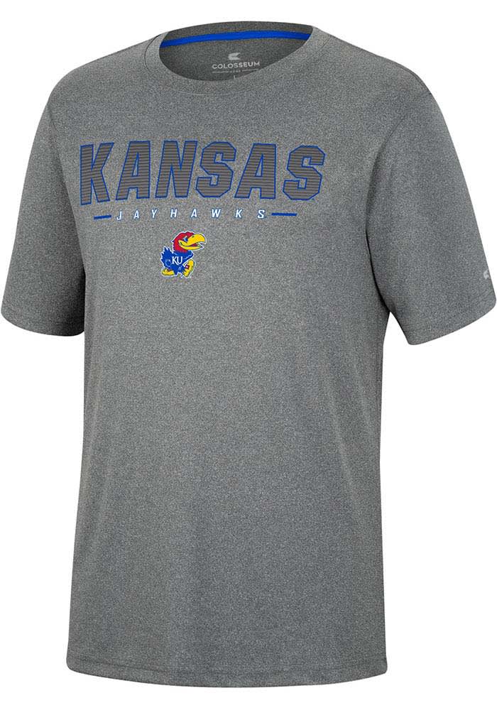 Colosseum Kansas Jayhawks Charcoal High Pressure Short Sleeve T Shirt