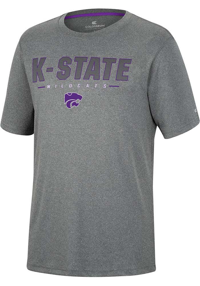 Colosseum K-State Wildcats Charcoal High Pressure Short Sleeve T Shirt