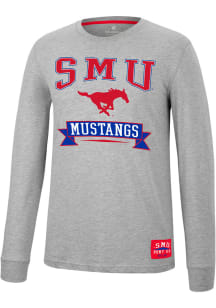Colosseum SMU Mustangs Grey Hey Everyone Long Sleeve T Shirt