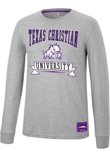 Colosseum TCU Horned Frogs Grey Hey Everyone Long Sleeve T Shirt