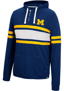 Colosseum Michigan Wolverines Mens Navy Blue Well Were Waiting Henley Fashion Hood