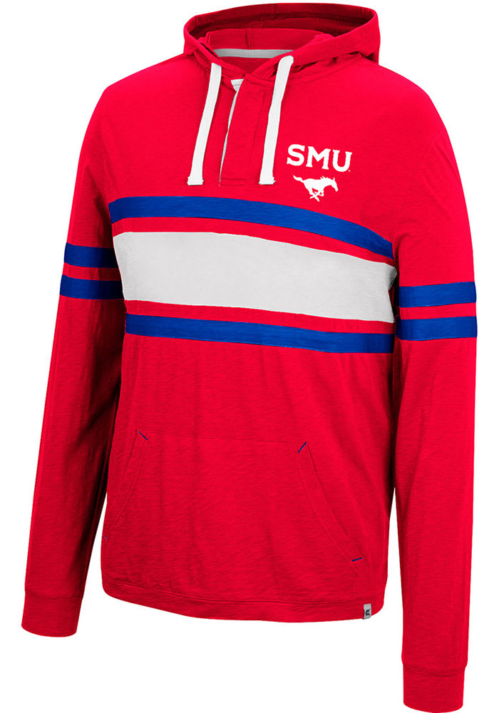 Colosseum SMU Mustangs Mens Red Well Were Waiting Henley Fashion Hood