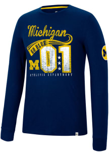 Colosseum Michigan Wolverines Navy Blue Before Electricity Long Sleeve Fashion T Shirt