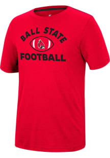 Colosseum Ball State Cardinals Red Motormouth Football Short Sleeve T Shirt