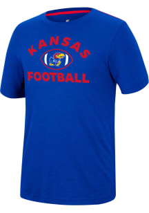 Colosseum Kansas Jayhawks Blue Motormouth Football Short Sleeve T Shirt