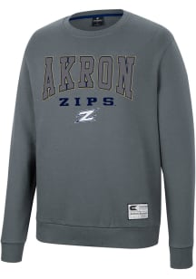 Colosseum Akron Zips Mens Charcoal Scholarship Fleece Long Sleeve Crew Sweatshirt