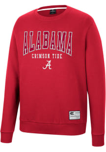 Colosseum Alabama Crimson Tide Mens Crimson Scholarship Fleece Long Sleeve Crew Sweatshirt