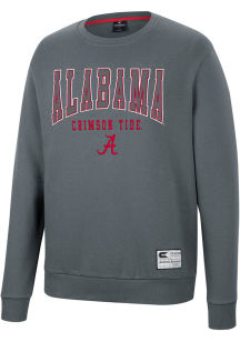 Colosseum Alabama Crimson Tide Mens Charcoal Scholarship Fleece Long Sleeve Crew Sweatshirt